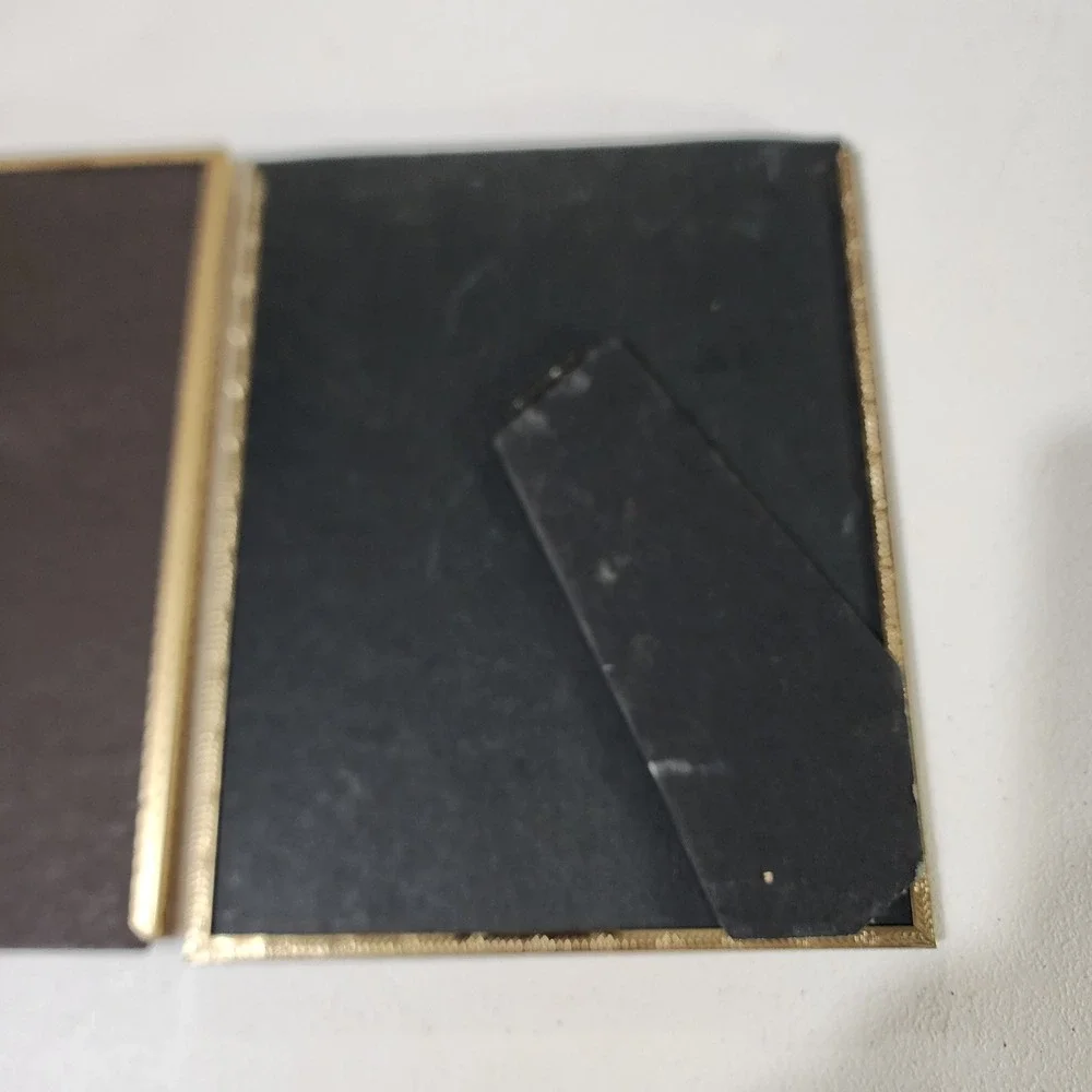 VTG Gold Metal Picture Frames 2 8x10 Tabletop Easel Back on 1 Ornate Smooth MCM